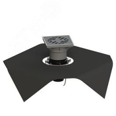 трап вертикальный дворовый регулируемый тп-616.110в-э с выходным диаметром 110 мм, с прижимным фланцем, чугунной решеткой, с битумно-полимерной прокла Татполимер 101200151