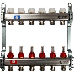 Коллектор из нержавеющей стали с расходомерами 6 вых. STOUT SMS 0917 000006