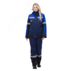 Костюм Виват утепленный женский (ткань смесовая, 240), куртка, полукомбинезон, синий-васильковый-черный, 104-108,158-164 Авангард Сэйфети 172812