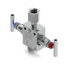 Двухвентильный блок М200-3, 40МПа, вход - наруж.резьба 1/2'NPT, выход - накидная гайка М20х1,5, AISI 316L, PTFE, дренаж - внутр.резьба 1/4'NPT Метакам М200-3СДАЗМВААД