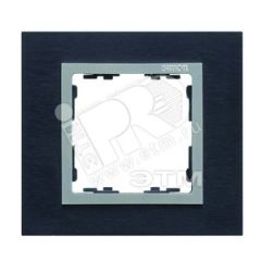 Рамка на 4 поста, S82N, сталь матовая чёрная - алюминий (металл) Simon 82947-38