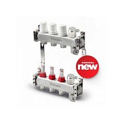 Блок коллекторный с расходомерами и автоматическими воздухоотводчиками 4 выхода, 280 мм, 1 x 3/4 PRO AQUA V500MB.AV.04