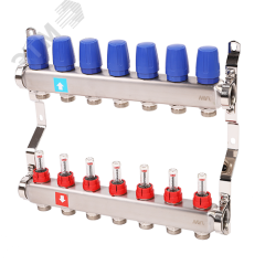 Коллекторная группа с расходомерами 1' х 7 выходов 3/4' НР евроконус MVI MS.507.06