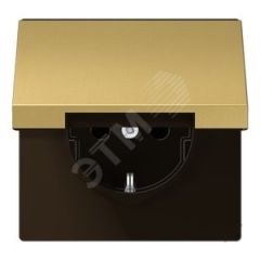 Штепсельная розетка SCHUKO одинарная, с заземлением, с откидной крышкой, 16A, 250В  (механизм + накладка, без рамки). Серия LS990  Материал- металл  Ц JUNG ME1520KLC