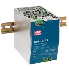 Блок питания AC-DC, 480Вт, вход 90-264V AC, 47-63Гц,127-370В DC, выход 48В,10A, рег. вых 48-55В, в кожухе на DIN-рейку Mean well NDR-480-48