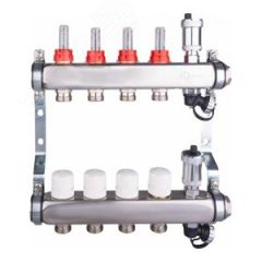 Группа коллекторная со встроенными расходомерами всборе 1' х 6 выходов евроконус 3/4' из нержавеющейстали AQUALINK 02704