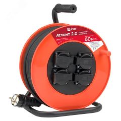 Удлинитель на катушке 'Атлант 2.0' 4 гнезда 50м с заземлением ПВС 3x1.5 16А/3.5кВт IP44 PROxima EKF UKA02-16-315-4-50-IP44