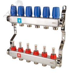 Коллекторная группа с расходомерами 1' х 6 выходов 3/4' НР евроконус MVI MS.506.06