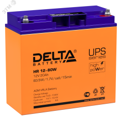 Аккумулятор HR 12В 20Ач Delta HR 12-80 W