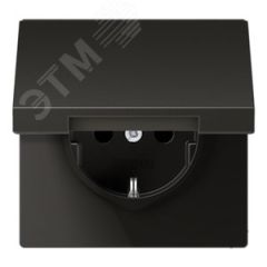 Штепсельная розетка SCHUKO одинарная, с заземлением, с шторками, с откидной крышкой, 16A, 250В  (механизм + накладка, без рамки). Серия LS990  Материа JUNG AL1520KIKLAN