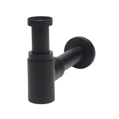 Сифон LINEIS MINI для раковины 1'1/4 х 32 без выпуска с отводом и декоративной розеткой, черный матовый, латунь WIRQUIN 30722857
