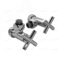 Комплект вентилей для полотенцесушителя угловой г/ш 1'х3/4' с крестовой ручкой черный матовый ДВИН 4627201601285