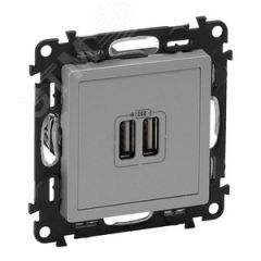 Valena LIFE Зарядное устройство с двумя USB-разьемами 240В/5В 1500мА С лицевой панелью Алюминий LEGRAND 753612