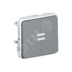 Plexo Переключатель двойной с подсветкой серый LEGRAND 069526