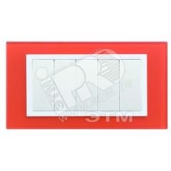 Рамка с суппортом на 5 узких модулей, S82C, оранжевый - белый (стекло) Simon 82657-65