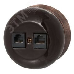 Розетка RJ45 информационная двойная Фаберже, керамика, цвет коричневый Бирони B2-302-020/18