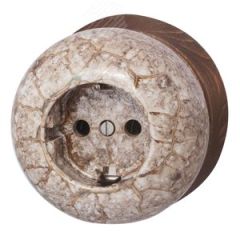 Розетка с заземлением Фаберже, керамика, цвет мрамор золото Бирони B2-101-090/18