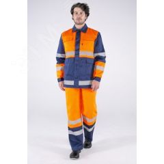 Костюм Дорожник (ткань Смесовая,210) полукомбинезон, оранжевый темно-синий, 64-66 170-176 Факел-спецодежда 50510000