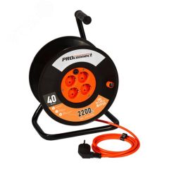 Удлинитель силовой на катушке 4 гнезда с/з 40 м 3х1 мм STANDART PROCONNECT REXANT 11-7606