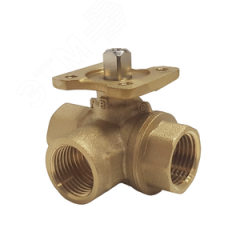 Кран шаровый трехходовой латунный под привод DN15, G1/2, КVS 4,0 Techno 3015B