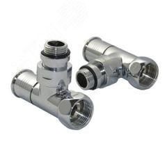 Комплект вентилей для полотенцесушителя угловой г/ш 1'х1/2' с круглой ручкой хром ДВИН 4627201606389