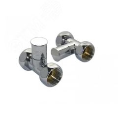 Комплект вентилей для полотенцесушителя прямой г/г 1'х3/4' с круглой ручкой хром ДВИН 4627201606310