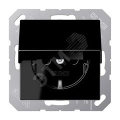 Штепсельная розетка SCHUKO одинарная, с заземлением, с крышкой, без шторок, 16A, 250В  (механизм + накладка, без рамки). Серия A500  Материал- термопл JUNG A1520BFKLSW