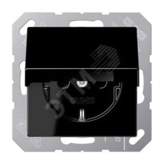 Штепсельная розетка SCHUKO одинарная, с заземлением, с крышкой, без шторок, 16A, 250В  (механизм + накладка, без рамки). Серия A500  Материал- дуропла JUNG A1520KLSW