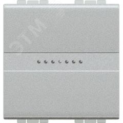 Livinglight. Кнопка аксиальная одноклавишная 10А 250В. Автоматические клеммы. 2 модуля. Цвет Алюминий LEGRAND NT4055M2AN