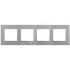 Рамка на 4 поста, стекло, Эра Elegance, алюминий+алюм, 14-5104-03 ЭРА Б0034526