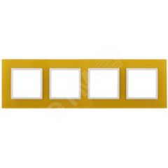 Рамка на 4 поста, стекло, Эра Elegance, жёлтый+бел, 14-5104-21 ЭРА Б0034530