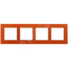 Рамка на 4 поста, стекло, Эра Elegance, оранжевый+бел, 14-5104-22 ЭРА Б0034531