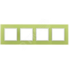 Рамка на 4 поста, стекло, Эра Elegance, лайм+бел, 14-5104-26 ЭРА Б0034534
