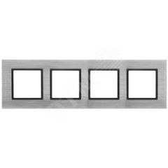 Рамка на 4 поста, металл, Эра Elegance, сталь+антр, 14-5204-41 ЭРА Б0034563