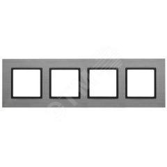 Рамка на 4 поста, металл, Эра Elegance, титан+антр, 14-5204-42 ЭРА Б0034564
