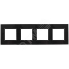 Рамка на 4 поста, стекло, Эра Elegance, чёрный+антр, 14-5104-05 ЭРА Б0034528