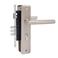 Замок врезной БУЛАТ ЗВ4-3.70.02.08 ФЕРОНА матовый никель 5 перф.кл. с/руч ПТК 15005