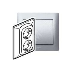 Galea Life Розетка двойная с заземлением aluminium моноблок LEGRAND 771330