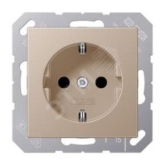 Штепсельная розетка SCHUKO одинарная, с заземлением, без шторок, 16A, 250В  (механизм + накладка, без рамки). Серия A500  Материал- дуропласт  Цвет- ш JUNG A1520CH