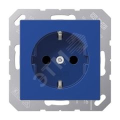Штепсельная розетка SCHUKO одинарная, с заземлением, с шторками, 16A, 250В  (механизм + накладка, без рамки). Серия A500  Материал- термопласт  Цвет-  JUNG A1520BFKIBL