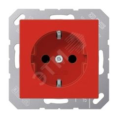 Штепсельная розетка SCHUKO одинарная, с заземлением, с шторками, 16A, 250В  (механизм + накладка, без рамки). Серия A500  Материал- термопласт  Цвет-  JUNG A1520BFKIRT