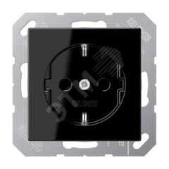 Штепсельная розетка SCHUKO одинарная, с заземлением, с шторками, 16A, 250В  (механизм + накладка, без рамки). Серия A500  Материал- термопласт  Цвет-  JUNG A1520BFKISW