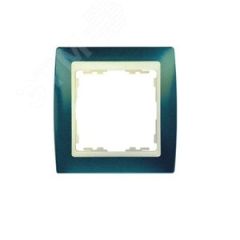 Рамка на 4 поста, S82, синий металлик - сл.кость Simon 82744-64