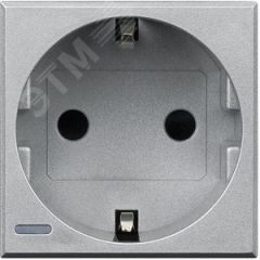 Axolute Розетка 2К+З 10/16 А 250 В боковые заземляющие контакты Schuko алюминий немецкий стандарт LEGRAND HC4141