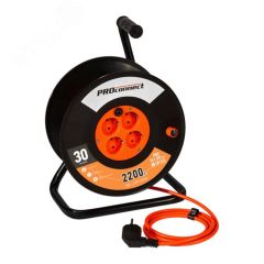 Удлинитель силовой на катушке 4 гнезда с/з 30 м 3х1 мм STANDART PROCONNECT REXANT 11-7605