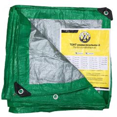 Тент п/э  4 x 10м (120г/кв.м.) светло-зеленый/серебро КМП 00-00010315