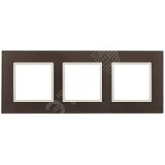 Рамка на 3 поста, стекло, Эра Elegance, мокко+сл.кость, 14-5103-31 ЭРА Б0034521