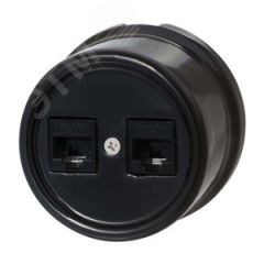 Розетка Лизетта RJ45 информационная двойная, керамика, цвет черный Бирони B1-302-03