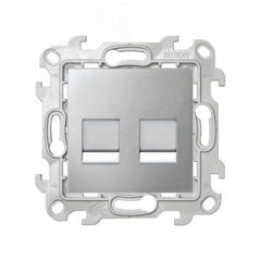 Розетка для передачи данных 2xRJ45 Cat.5e UTP цвета алюминий S24 Harmonie Simon 2450593-033