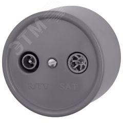 Розетка Лизетта R/TV-SAT проходная, пластик, цвет Титан Бирони B1-304-26